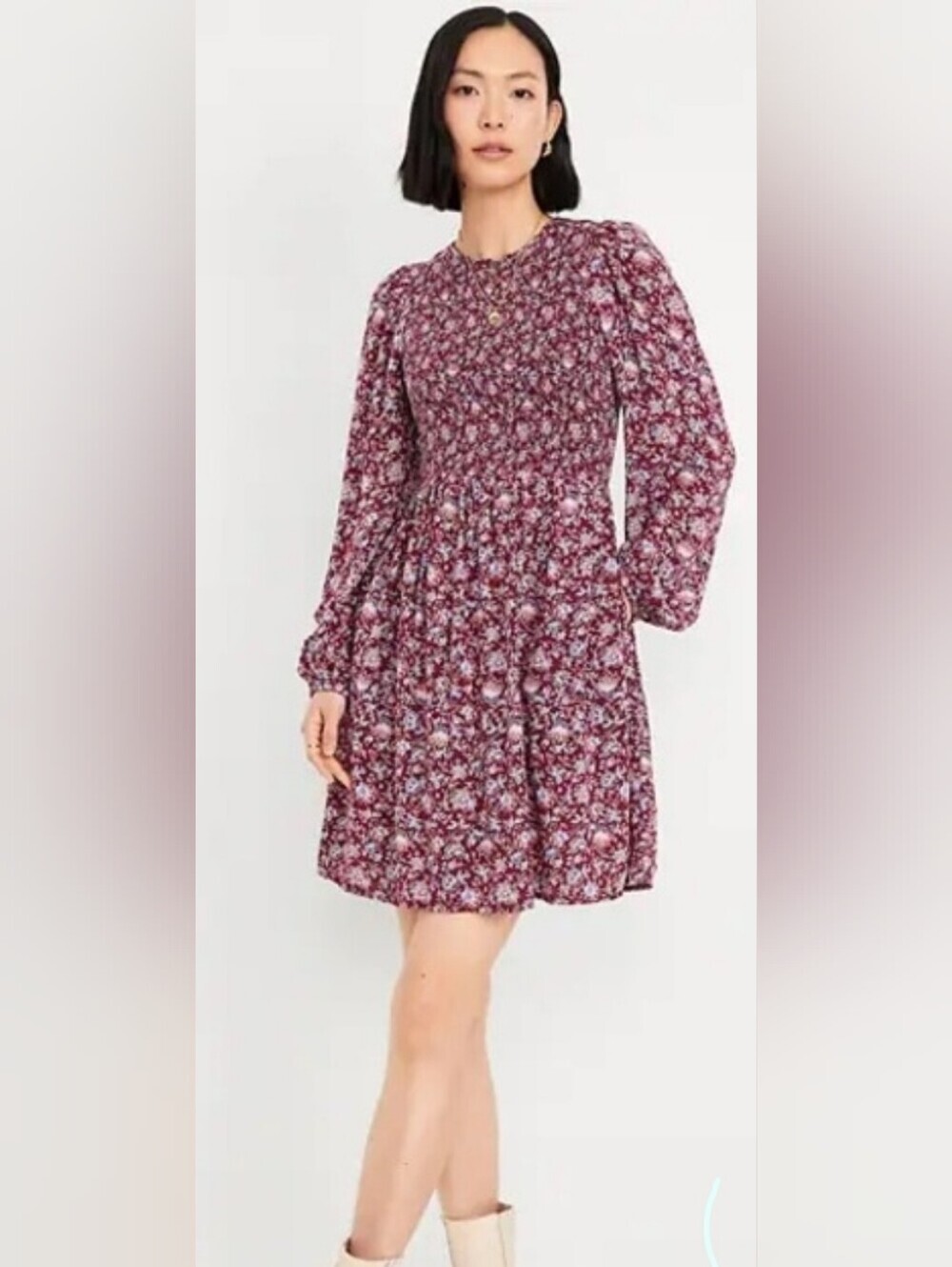 Old Navy Floral Long Sleeve Smocked Dress XS